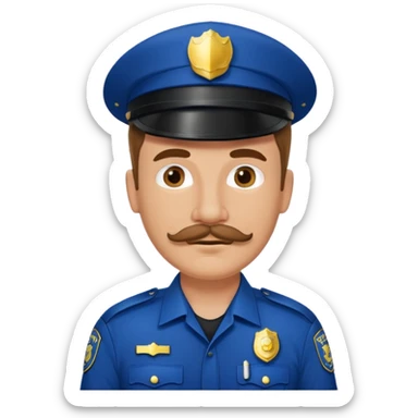 white men with mustache wear police's uniform sticker