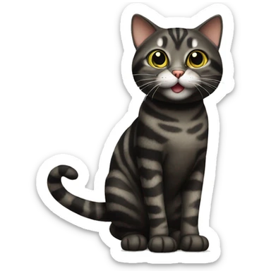 Black mackerel tabby cat being silly. not fat, big eyes, full body sticker