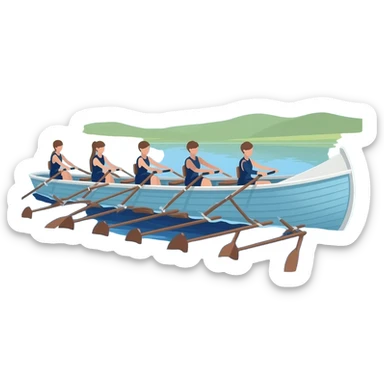 8-woman crew boat rowing sticker