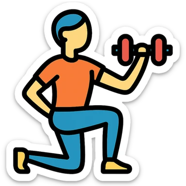 person working out, energetic, fitness, gym, modern icon style, bold lines, colorful sticker