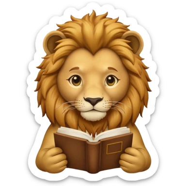 lion reading a book sticker