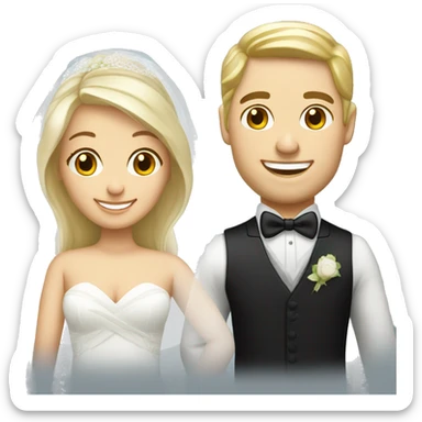 Blonde bride and brunette groom both Caucasian sticker