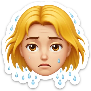 woman with dissatisfied face and wet hair sticker