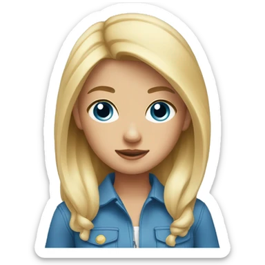 Blonde girl blue eyes holding spitz  sticker