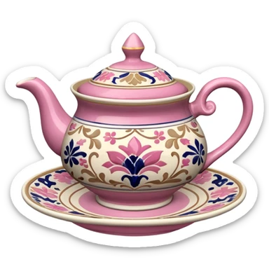 Pink white & beige Talavera tea cup sticker