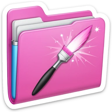  folder light sparkles pink plain with brush logo sticker