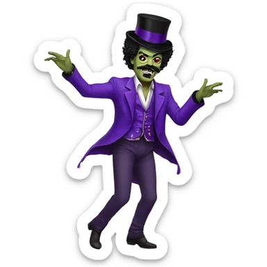 prince purple rain zombie dancing with gable moustache sticker