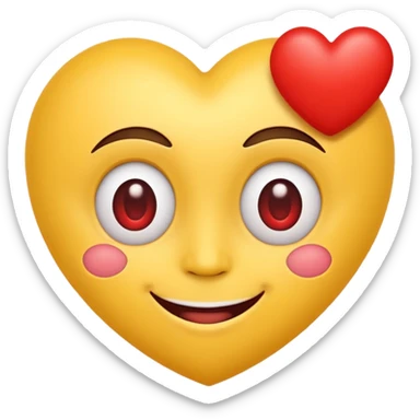 classic heart eyes emoji, yellow face, big red heart eyes, wide smile sticker