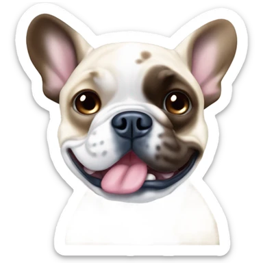 merle french bulldog with one blue eye and right brown eye and his tounge is out sticker
