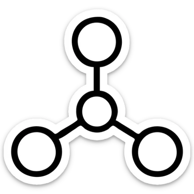 simple and clear network nodes connection icon, black outlined, no fill sticker
