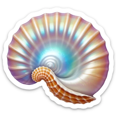 Shimmering pearl inside a glossy seashell sticker