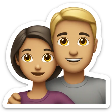 White man an hispanic woman hug each other sticker