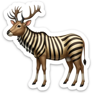 Wildebeest-Deer-zebra-ox-bull-gazelle-fusion-animal-hybrid-creature, full body sticker