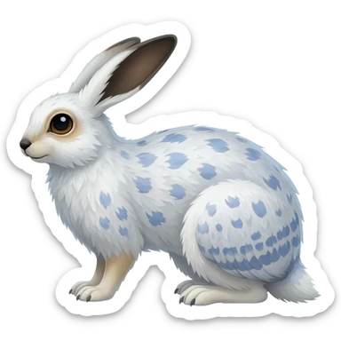 Ermine-Snowshoe-Hare-Arctic-Fox-Snowy-Owl-fusion-hybrid-animal-creature sticker