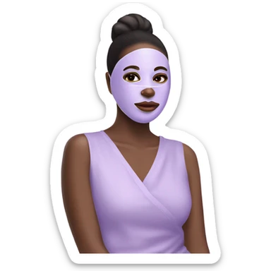 Lady with pastel Purple face mask spa beauty full face relaxing sticker