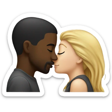 White female kissing a black male sticker
