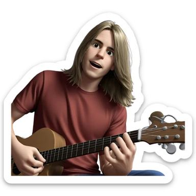 boy with guitar indoors sticker