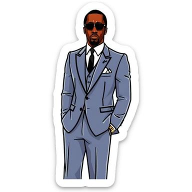 P. Diddy with baby oil and suit on sticker