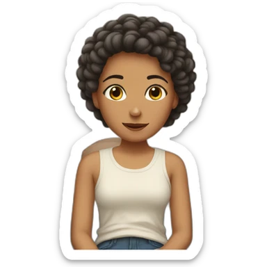 thin-haired girl sits at home because it’s cold outside sticker