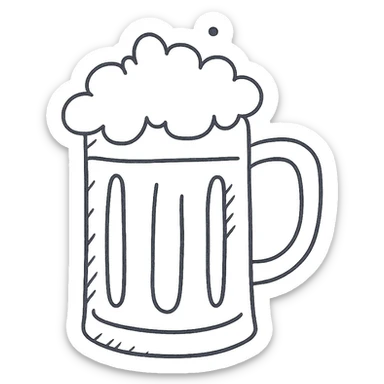 beer mug, sketchy and playful, hand drawn icon style sticker