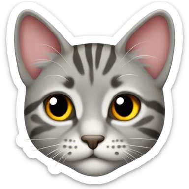 gray tabby cat with red bow sticker