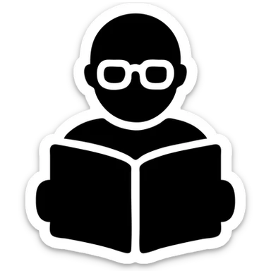 an intellectual person with glasses reading a book sticker