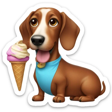 Sausage dog with ice cream sticker
