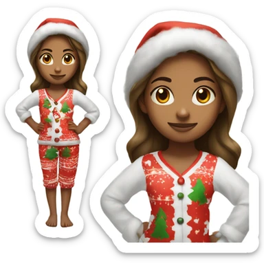 girl in christmas pajamas playing on nintendo switch sticker