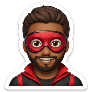 Miles Morales with beard, eye mask, low fade sticker