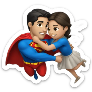 Superman Fly with a girl in his arms sticker