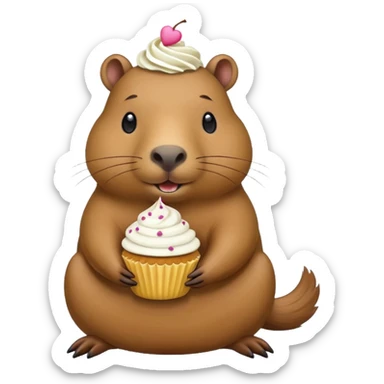 capybara with cupcake sticker