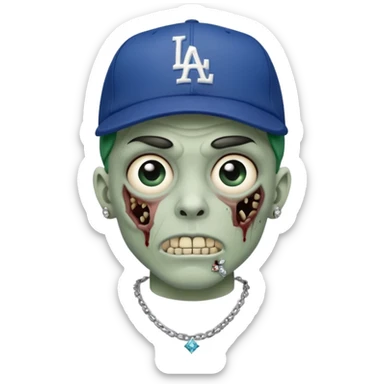 Zombie con gorra de los Dodgers y cadena con diamantes  sticker