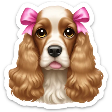 Cocker spaniel with a pink bow sticker