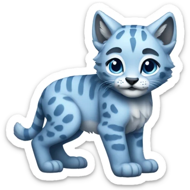 A blue lynx cub full body sticker