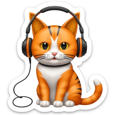 gato gritando con un microfono y con auriculares sticker