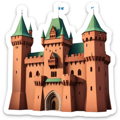 Cinematic Realistic Malbork Castle Landmark Emoji, depicted as an imposing medieval fortress rendered with rich detail and dramatic, historic lighting. sticker