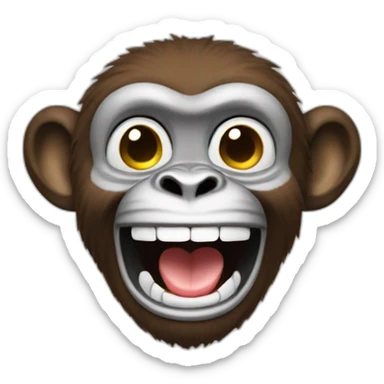 Laughing monkey taking a picture sticker