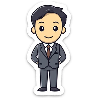 typical salesman wearing a suit with a friendly expression in sticker style sticker