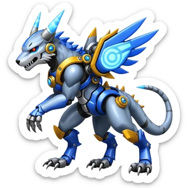  Cool Edgy Shiny Greymon-Protogen-Weregarurumon full body sticker