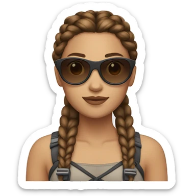 Valkyrie with French braids, brown hair and sunglasses sticker