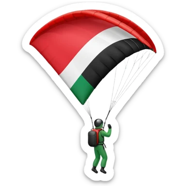 a palestinian flag with a paraglider, respect scrupulously the correct shapes and colours of the flag sticker