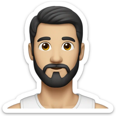 Man, white skin, short black hair, long beard, oblique view sticker