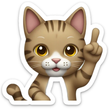 cat holding up a peace sign sticker