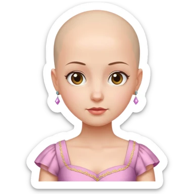 create pretty girl with bald head and pretty dress shot is waist close sticker