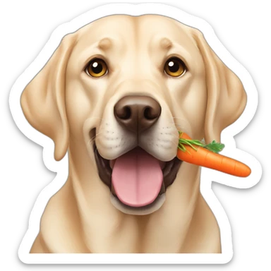 champagne coloured labrador eating a carrot sticker