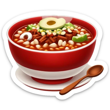 a bowl of pozole rojo, ultra realistic sticker
