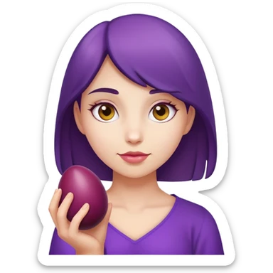 Girl holding a egg plum sticker