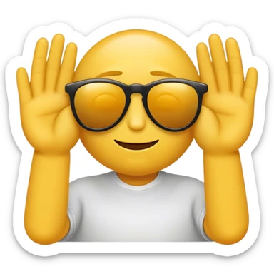 A normal Emoji who hold his hands Like sunglases in the Front of his eyes sticker