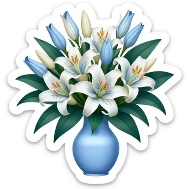 Big white and blue bouquet of Lillie’s  sticker