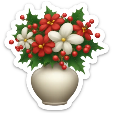 Christmas vase with flowers sticker